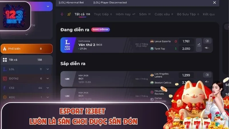 Esport 123Bet luôn là sân chơi được săn đón