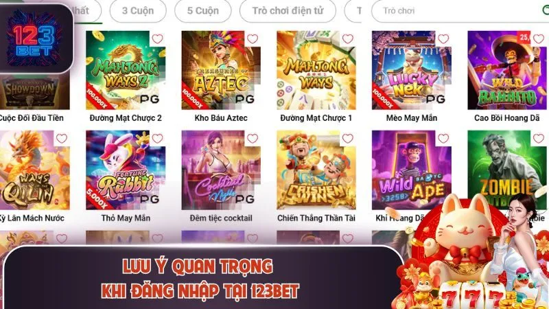 Lưu ý quan trọng khi đăng nhập tại 123Bet